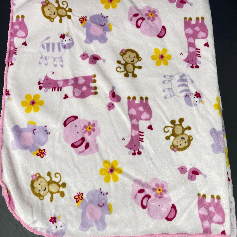 Manta Bebé Blanca Rosa Sherpa Púrpura Hipopótamos Jirafa Marrón Monos Flor Amarilla Foto 2 de 3