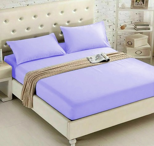LuxuryPlain Dye Fitted Mattress Cover Sheet Plain Breathable Bedding Sheet - Picture 5 of 15