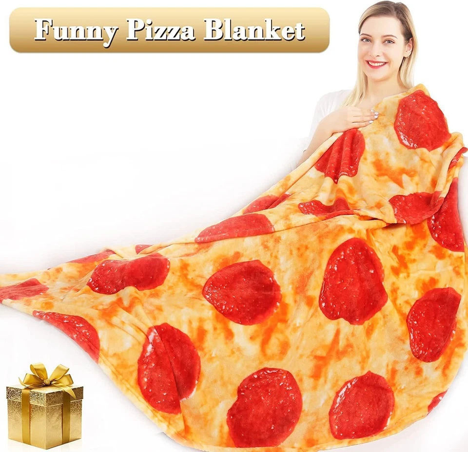 59in Pizza Nap Sofa Blanket,Double-sided Flannel Air Conditioning Warm Blanket - Image 3 of 4