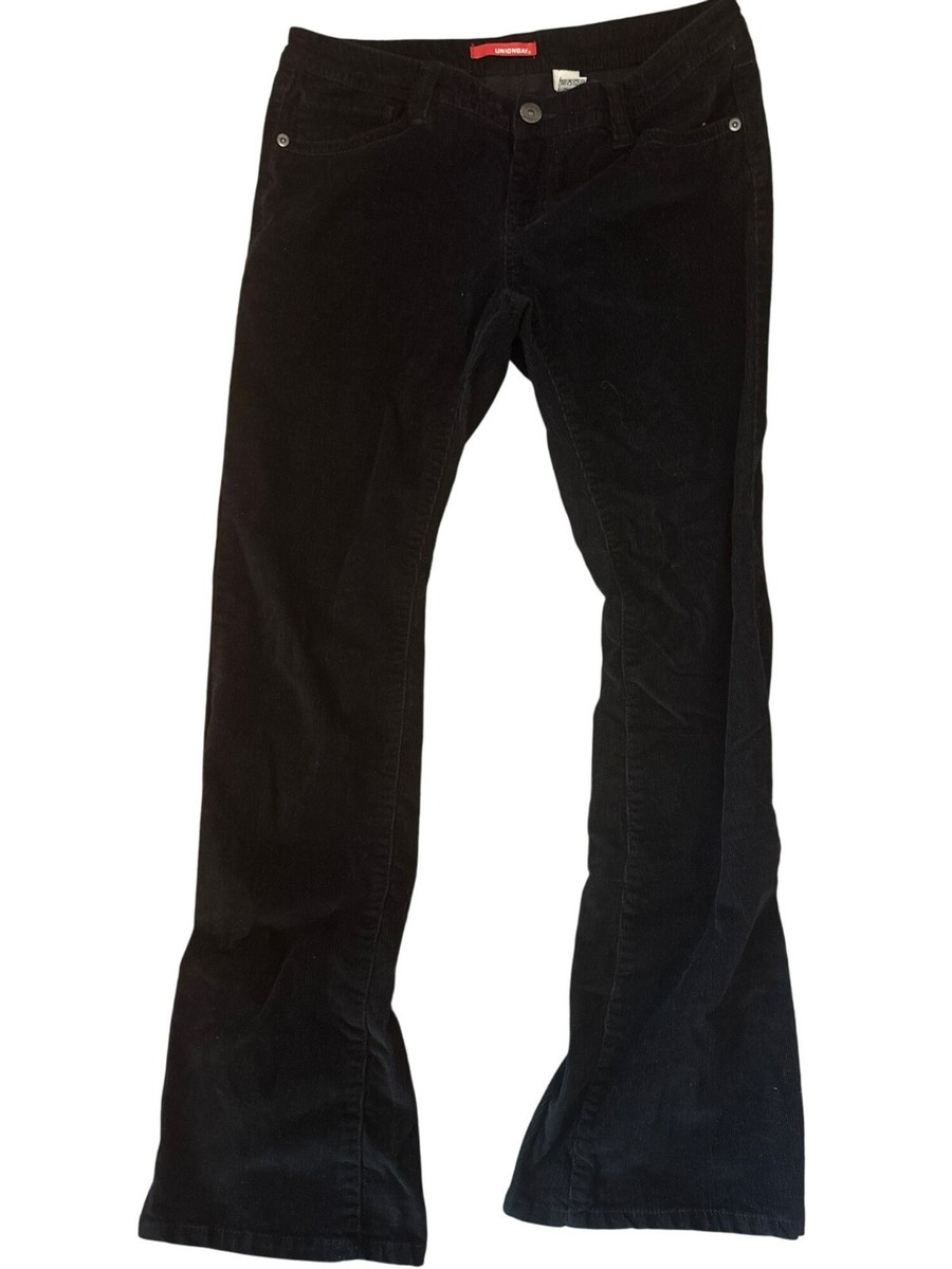 Unionbay Womens Black Corduroy Flared Pants Size 12/13 Y2K