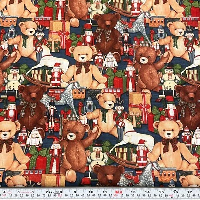 SOUTH SEA IMPORTS Holiday Home Abbott Designs SSI Teddy Bears Nutcrackers Cotton by the HALF YARD