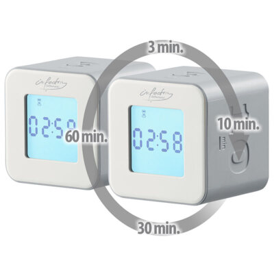 infactory Cube Timer: 2er-Set digitale Timer-Würfel mit 4 Zeiten, 6 x 6 x 5,5 cm