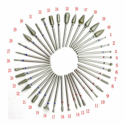 VV DENTAL 1pc 2.35mm Dental Diamond Burs Drill for High Speed Handpiece Polishing 40 Types