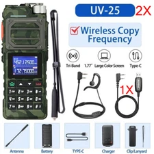 UV25 WALKIE-TALKIE 136-174&220-260&400-520MHZ TRI-BAND TWO WAY RADIO&CABLE&108CM