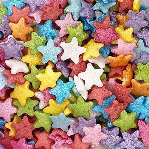 A Pinch Of - Rainbow Glimmer Stars - Edible Cake Topper Sprinkles - 25g 1351
