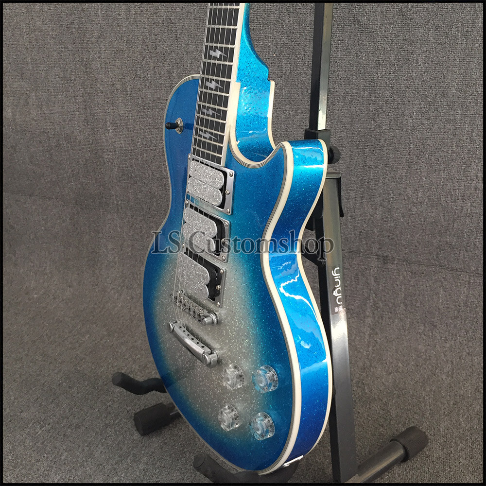Custom ACE Electric Guitar Ebony Fretboard Blue Burst Particle Pickups