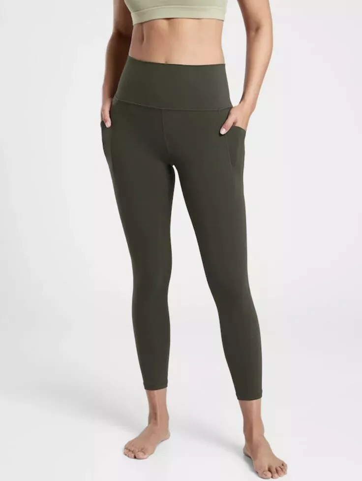 NWT Athleta Salutation Stash Pocket II 7/8 Tight 1X Plus Peat Green Yoga  Gym