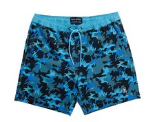 Psycho Bunny Men's Rye All Over Print Swim Trunks Navy Camo B6W913Y1PO-NVY
