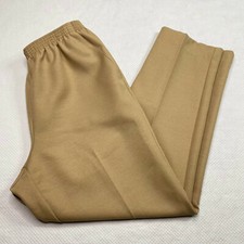 Alfred Dunner Womens Pant sz 10 Tan Elastic Waist Straight High Rise Lightweight