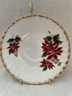 V004 Rosina Bone China Gold Trim Poinsettia Flower Pattern Teacup & Saucer — photo 3