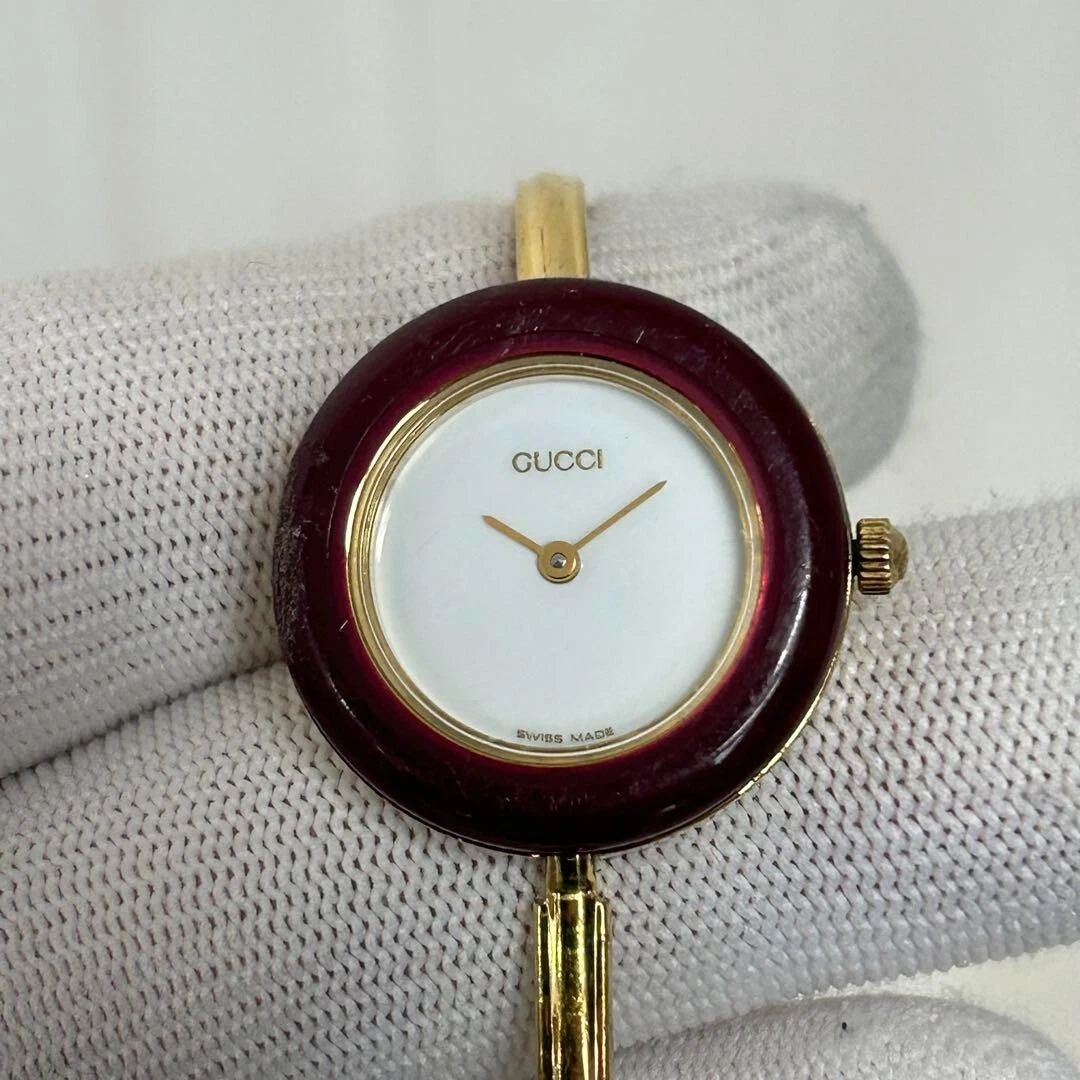 Montre Femme GUCCI Change Bezel 11/12,2 Or Quartz Rouge Japon Livraison Gratuite