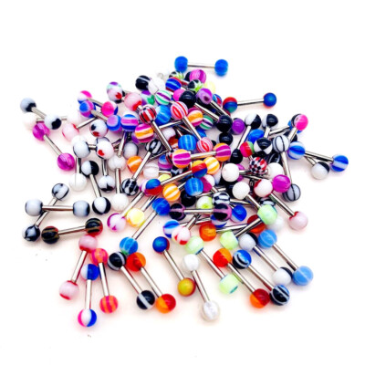 10/20/30pc Steel Bar Acrylic Ball Earring Barbell Helix Lobe Conch Stud 6mm-14mm