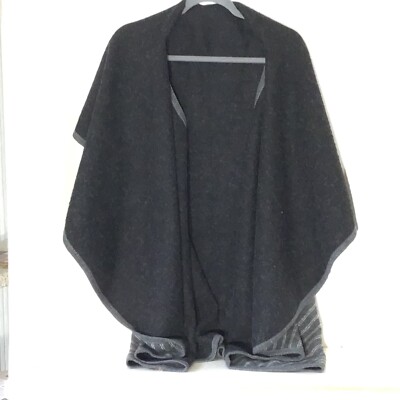 Women's Cape Wrap Coat Reversible Black And Gray- One Size - NWT 