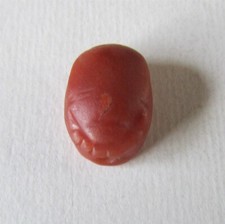 HAND CARVED EGYPTIAN SCARAB RED LIKELY LATER PERIOD