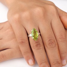 Peridot Gemstone 925 Sterling Silver Jewelry Handmade Ring For Valentine's Gift