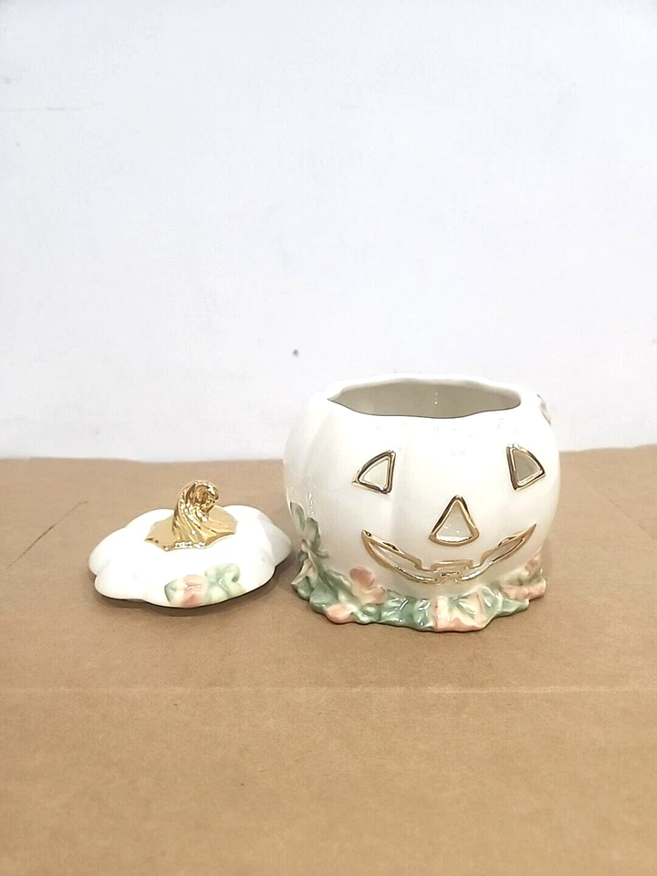 Lenox Ocasiones Tallado Jack O Linterna Calabaza Dorado Halloween Vela Votiva Decoración Foto 4 de 4