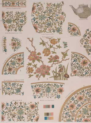 Sheet from a sample book for porcelain decorations around 1890