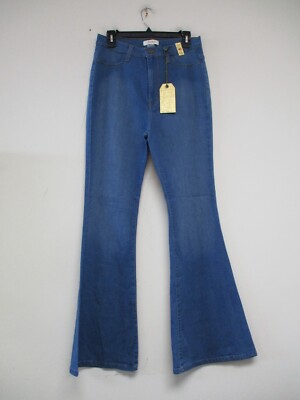 Vibrant Tall Bell Flare Jeans Womens 15 Blue Denim Bootcut 31x33 P522 2
