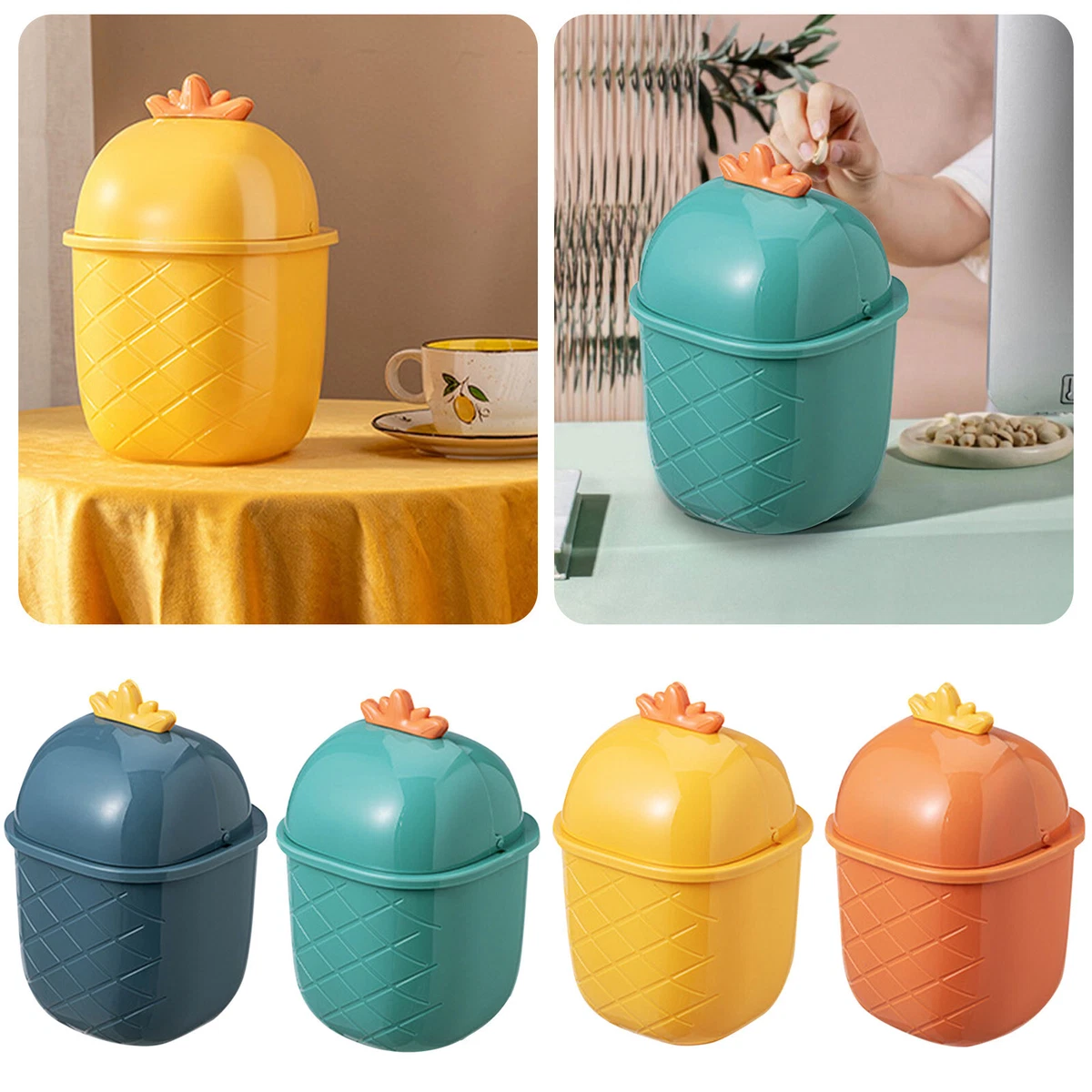 Desktop Trash Can Pineapple Design Countertop Waste Basket Mini