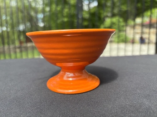 1930's Bauer Pottery Orange Red Ring 2 3/4" Tumbler Very Good Used Condition