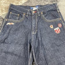 VTG Mecca Baggy Denim Shorts Men 34 Blue Jean Embroidered Y2K Skater Hip Hop