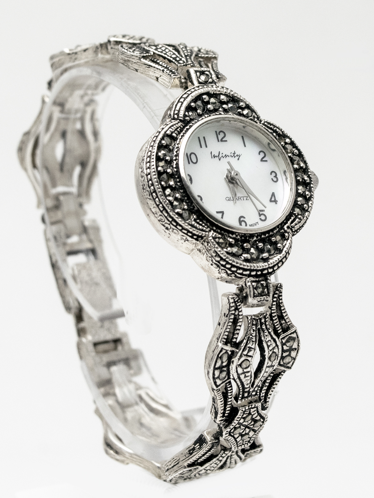 INFINITY:WOMENS' STERLING SILVER 925 FULL STONES MARCASITE ANALOG ...