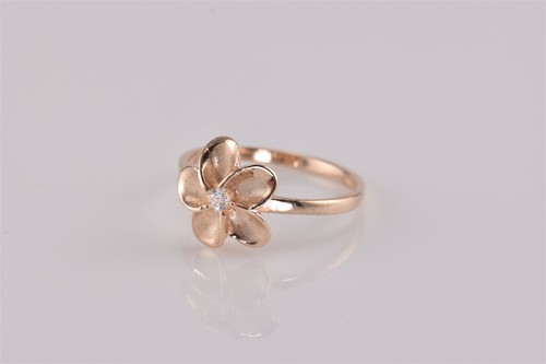 Rose Sterling Silver Satin & Polished Trim Accent Plumeria Band Ring 925 Sz: 9.5 - Picture 6 of 7