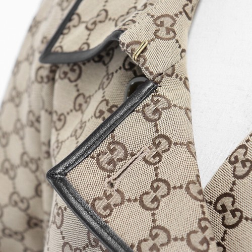 GUCCI GG Canvas With Leather Piping Trench Coat Women Size 38 Beige / Brown - 第 16/18 張圖片