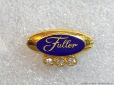 Fuller Brush Company Pin 3 Stones Gold GF Blue Enamel Years Service Vtg Robbins