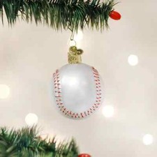Baseball Old World Personalized Glass Christmas Ornament