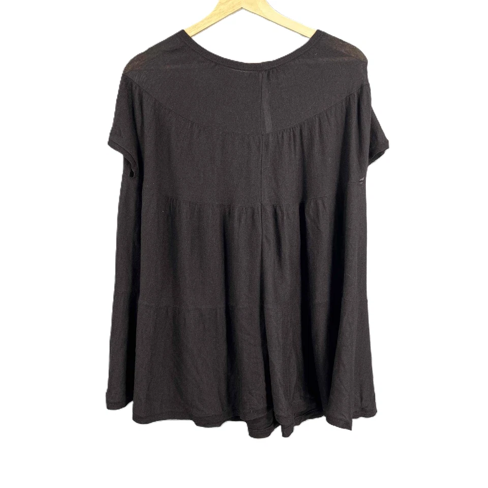 Suéter túnica Yaya Aflalo negro manga corta calce suelto talla pequeña seda cachemir Foto 3 de 4