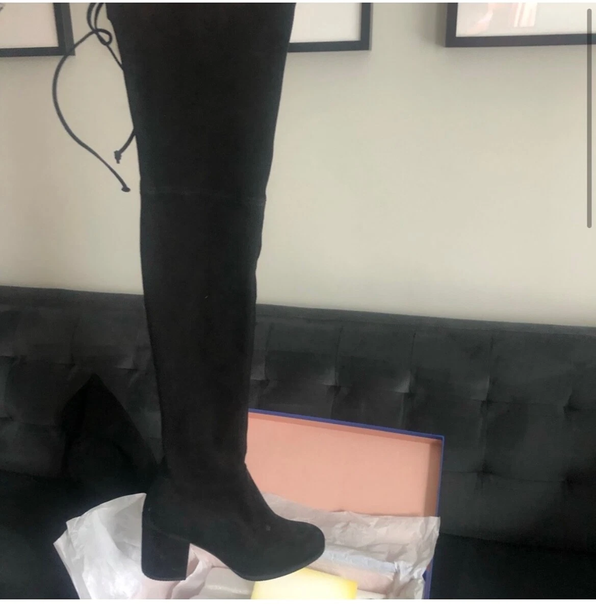 Stuart Weitzman Tieland Boots 8 Black NWT