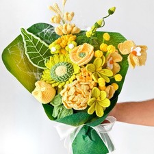 Crochet Flower Arrangement Yarn Bouquet Desk Decor Home Decor Keepsake Decor
