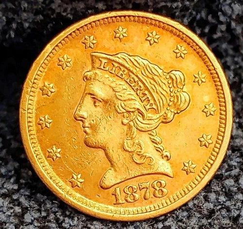 1878 $2.50 Gold Liberty Quarter Eagle AU+++ Scarce Early Gold Coin Better Date