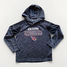 NFL Team Apparel Arizona Cardinals Kids XS 4/5 Gray Long Sleeve Hooded Shirt