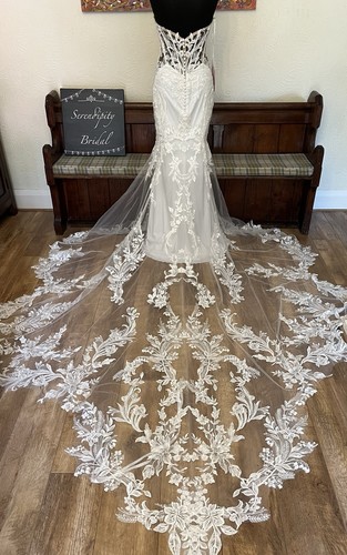 Enzoani Elysee Fairy Ivory Nude Lace Wedding Dress Gown Sz US10 UK 14 - Picture 6 of 7