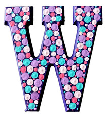 Dot Painted Wood Letter-W
