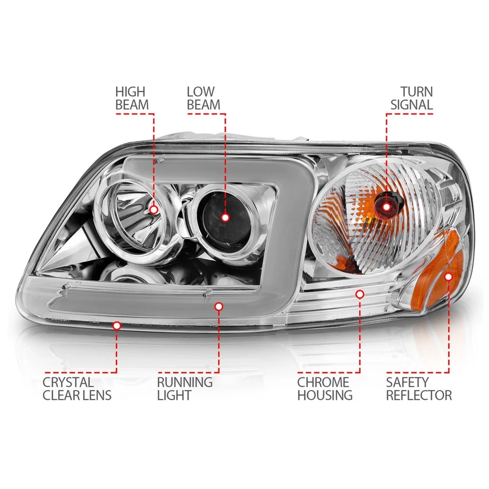 Faro LED Anzo 111504 para Ford F-150 1997-2003 carcasa cromada izquierda y derecha Foto 4 de 4