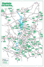 Golf Road Map - Charlotte, NC Golf Map - Golf Travel Map - Golf Assessory
