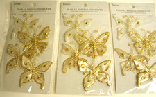 12 Beautiful Butterfly Floral Scrapbook Card Embellishment - White Gold - 2.25"