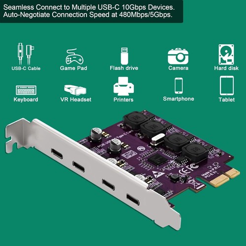 PCIe USB-C Expansion Card 4 Ports 5Gbps Self-Powered for Windows PCs - Afbeelding 6 van 10