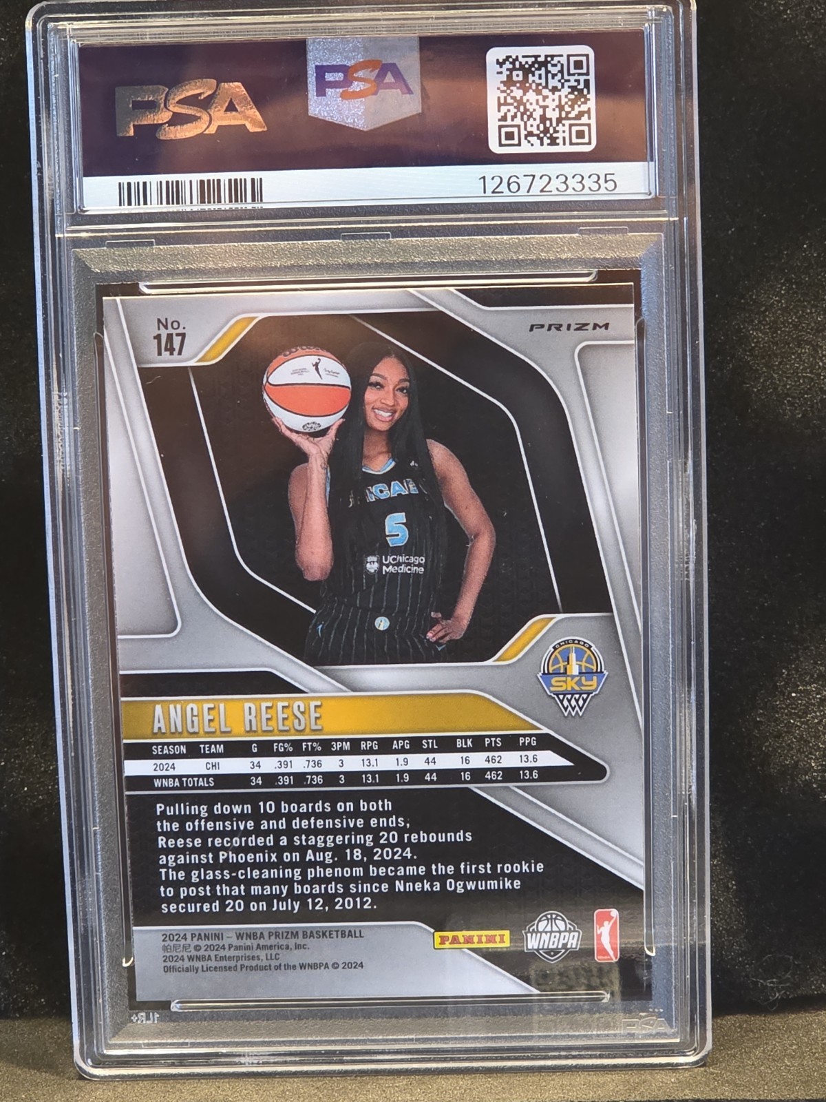 2024 Panini Prizm WNBA Angel Reese Blue Velocity PSA 10 view 2