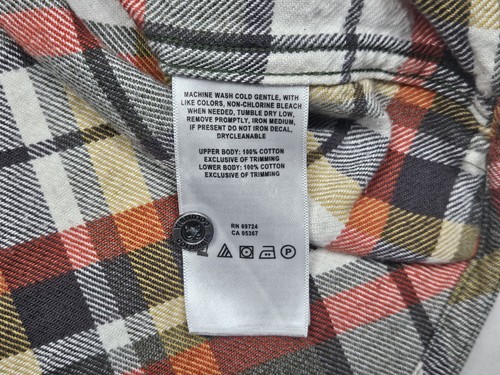 Camisa Columbia Para Hombre XXL Franela a Cuadros Naranja Gris Colorblok Manga Larga - Imagen 5 de 10