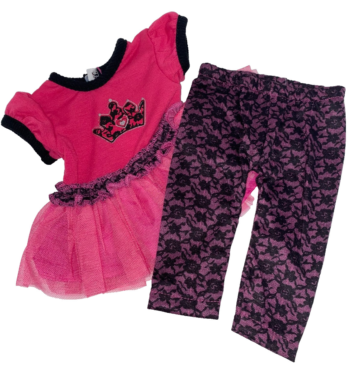 Pink and Black Princess Pants Set | Fits Most 18" Dolls | 18 Inch Doll Clothes