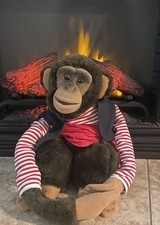 Vtg Realistic Life-Like Chimpanzee Monkey Puppet Pirate Costume 1984 Squeaker
