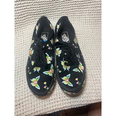 Vans Authentic Stackform Butterfly Floral Black Platform Sneakers Womens Low Top