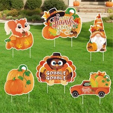 Thanksgiving Yard Signs with Stakes, 6-Pack Thanksgiving Decorations Outdoor Tur