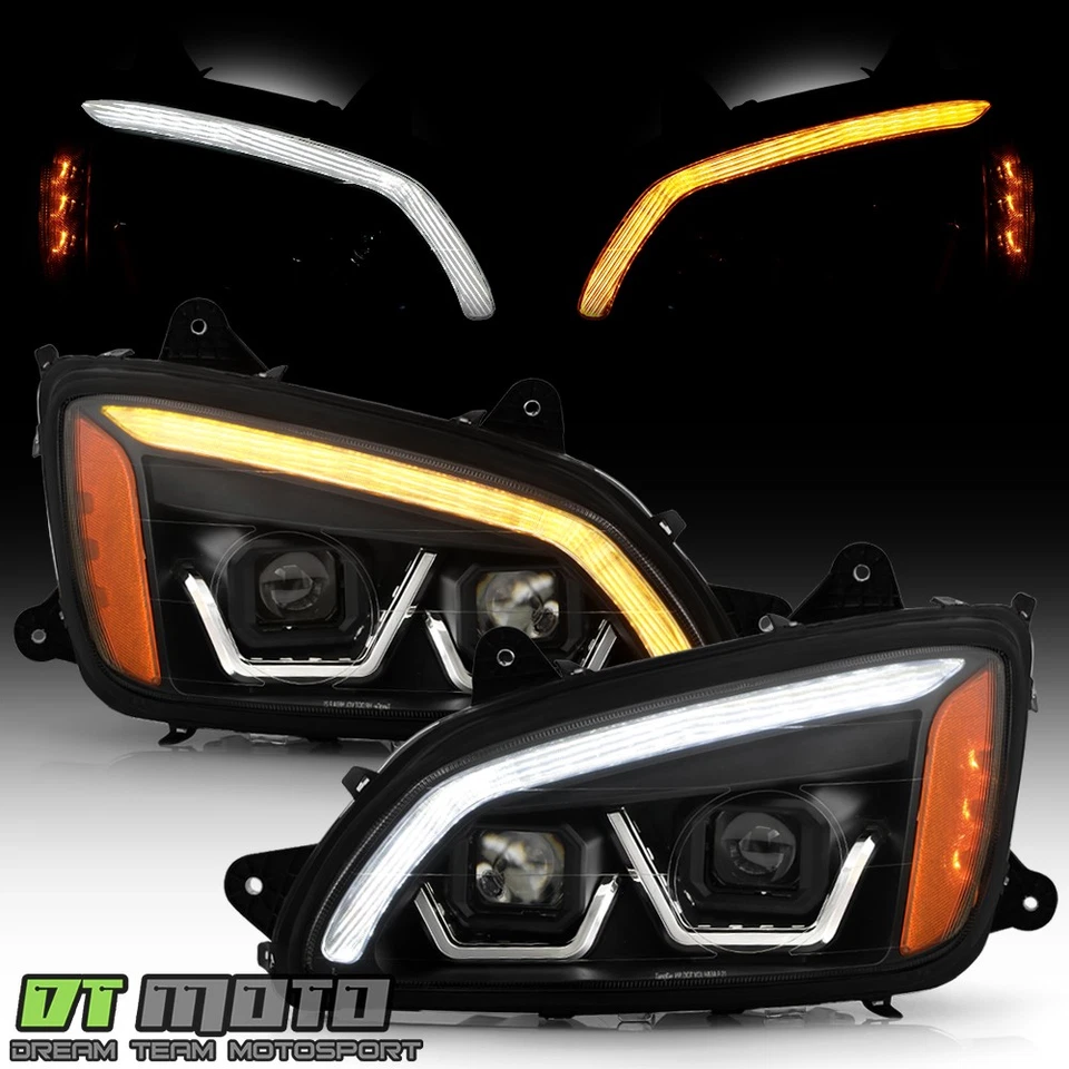 Faros proyectores secuenciales LED negros Switchback Kenworth T660 2008-2017 Foto 2 de 4