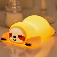 OkiyiD Sloth Gifts, Cute Sloth Night Light, Animal Silicone Nursery Lamp with D
