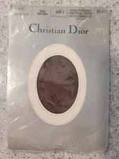 NEW Vintage Christian Dior Sheer Pantyhose Size 2 Neu Brown Dot Patterned 